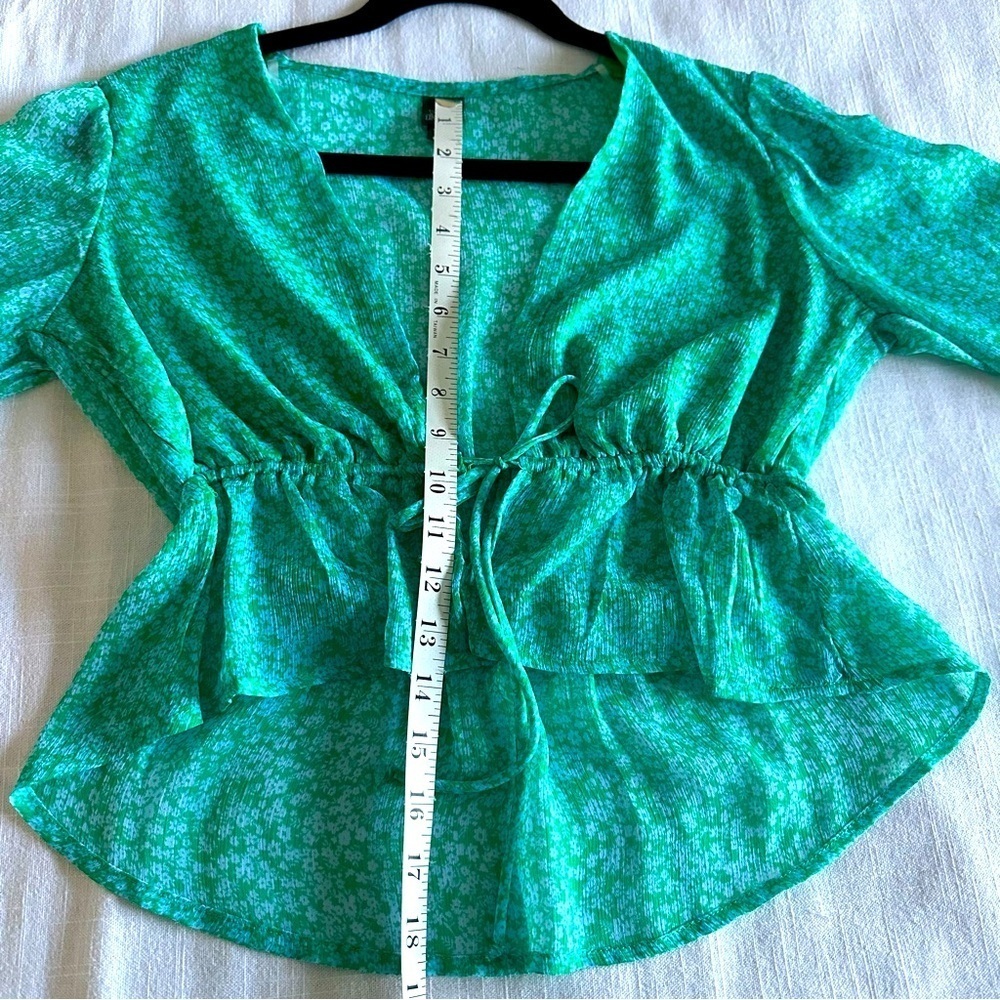 Wild Fable Peplum Top Womens Sz S Drawstring Waist Floral Fairy Boho Sheer - Picture 6 of 11